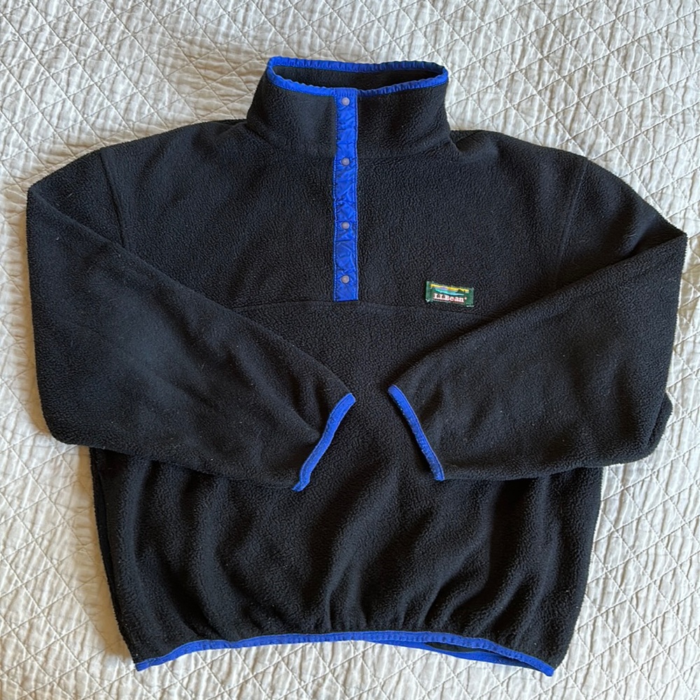 L.L. Bean Black and Blue Fleece Jacket